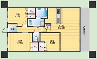 エスリード江坂グランアリーナ【7階】の間取り