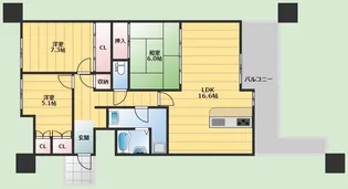 桃山台ロジュマンパークビュー【5階】の間取り