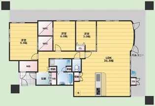 アリスト豊中少路【7階】の間取り