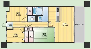 サンスーシ南千里【4階】の間取り