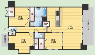 メゾンドフルール【3階】の間取り