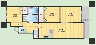 リブレ刀根山【3階】の間取り