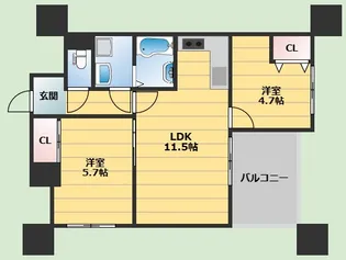 ノルデンハイム江坂アドバンス【15階】の間取り