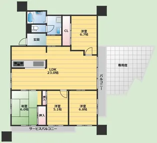 エスポワール瀬川【1階】の間取り