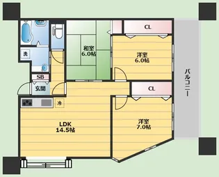 カルム千里山土井【1階】の間取り