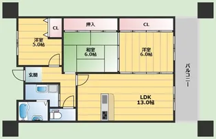 カルム千里山土井【1階】の間取り