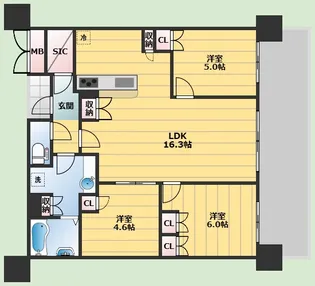 Brillia Tower箕面船場 THE TOP OF THE HILL【23階】の間取り