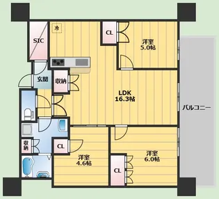 Brillia Tower箕面船場 TOP OF THE HILL【16階】の間取り