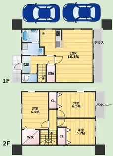 大阪府豊中市東豊中町3丁目【一戸建】の間取り
