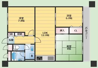 アパルトマン北千里【7階】の間取り