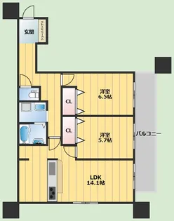 コンフォート緑地【4階】の間取り