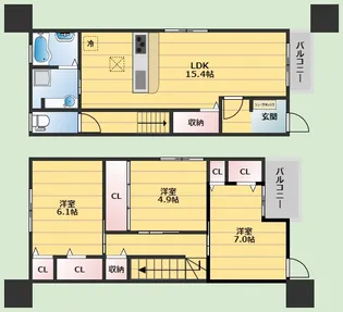 大阪府池田市渋谷3丁目【タウンハウス】の間取り