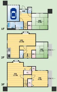 大阪府池田市石橋2丁目【一戸建】の間取り