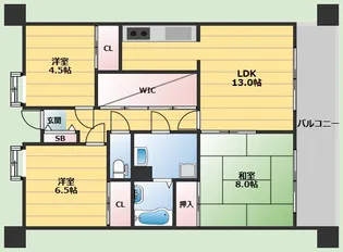 サンライズコート緑地公園 A棟【1階】の間取り