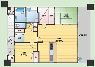 グランファースト千里桃山台 2号棟【2階】の間取り