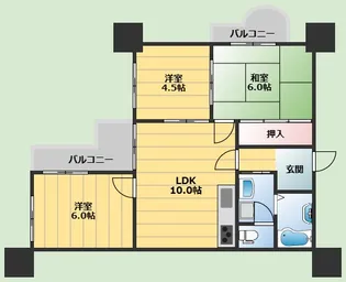 南千里ハイツ【4階】の間取り