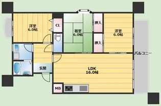 グリーンフィールド千里【3階】の間取り