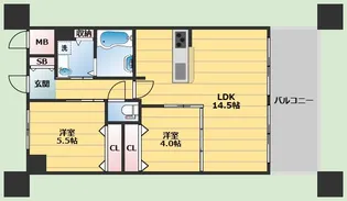 エリタージュ江坂【5階】の間取り