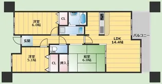 カルムフォーレ千里山【6階】の間取り