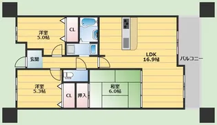 アビタシオン橋本Ⅱ【6階】の間取り