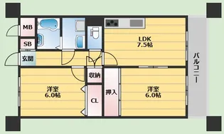 アルカディア箕輪【6階】の間取り