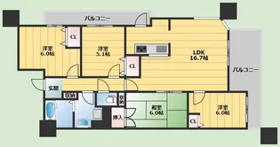 セレッソコート千里中央アネックス【2階】の間取り