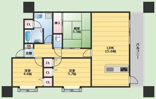 ウイング旭ヶ丘【6階】の間取り