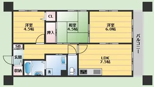 パークウエスト豊中【4階】の間取り