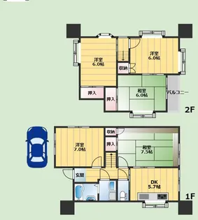 大阪府吹田市垂水町1丁目【一戸建】の間取り