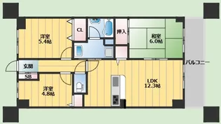 ベルアーバニティ千里丘南【4階】の間取り