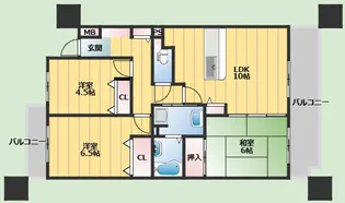 エステートプラザ住吉【2階】の間取り