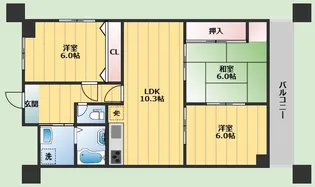 グリーンパレス千里中央B棟【1階】の間取り