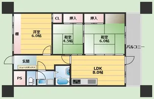 豊中スカイハイツ【6階】の間取り