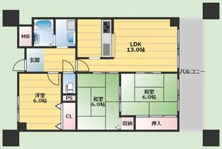 グリーンハイム千里南が丘【3階】の間取り
