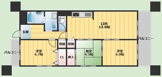 グローリーハイツ西緑丘【4階】の間取り
