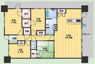 リバーガーデン千里中央あかり絵のみち【19階】の間取り