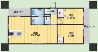 Amour fleurir 若竹【1階】の間取り