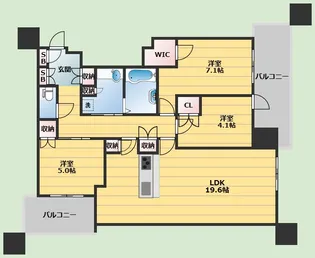 Brillia Tower箕面船場 THE TOP OF THE HILL【5階】の間取り