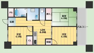 千里山アカシヤハイツ【3階】の間取り