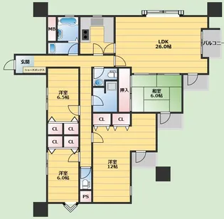 ラ・セーヌ豊中【1階】の間取り
