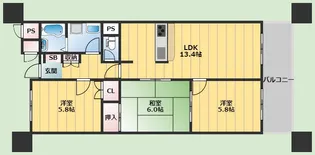インペリアル南ヶ丘【6階】の間取り