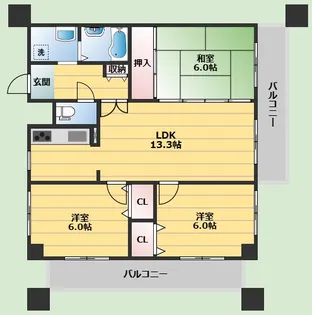 アビタシオン橋本Ⅰ【6階】の間取り