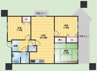 プランドール桃山【1階】の間取り