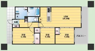 ジオ江坂垂水町【3階】の間取り