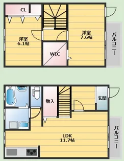 ヴィラージュ刀根山Ⅱ番館の間取り