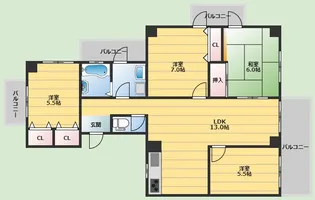 ヴィラ豊中【2階】の間取り