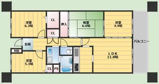 千里中央パークヒルズ B棟【11階】の間取り