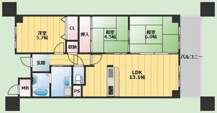 サニーサイド曽根【5階】の間取り