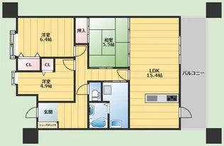 ウイング旭ヶ丘【5階】の間取り