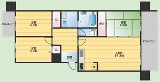 グリーンビュー少路【2階】の間取り